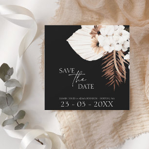 Save The Date Boho Noir Blanc Brown Pampas Mariage