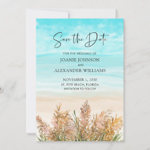 Save The Date Boho Pampas Grass Beach Mariage de scène