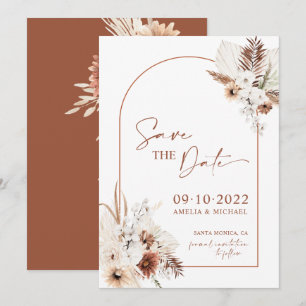 Save The Date Boho Pampas Terracotta Rust Enregistrer La Date