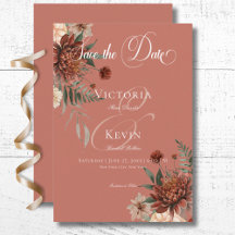 Boho Peach & Rust Floral Rust Mariage