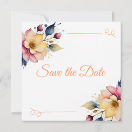 Save The Date Boho Peachy Floral