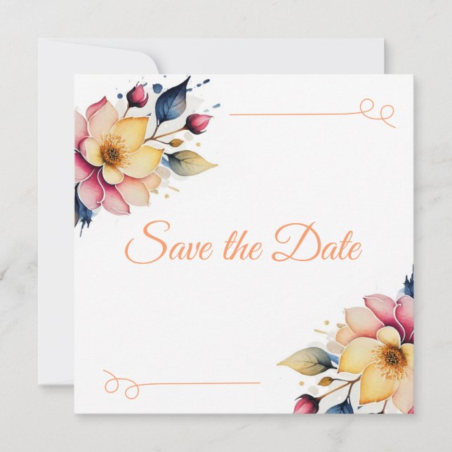 Save The Date Boho Peachy Floral (Devant)