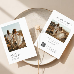 Save The Date Boho Photo Qr Code Mariage de Destination