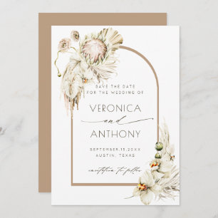 Save The Date Boho Protea Pampas Grass Floral Mariage Photo
