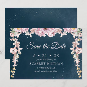 Save The Date Boho rose et bleu Starry Night Sky Handfasting