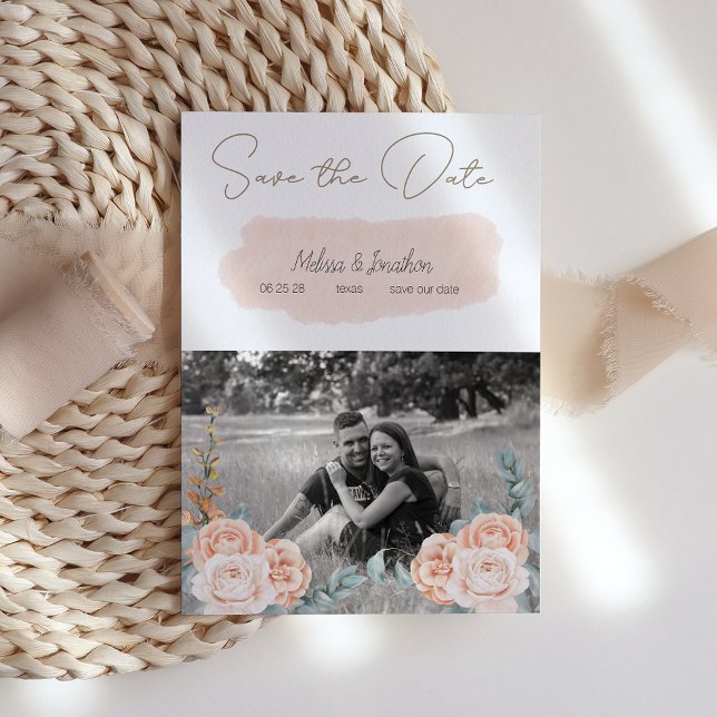 Save The Date Boho Rose Floral Image Moderne Enregistrer La Date (Créateur téléchargé)