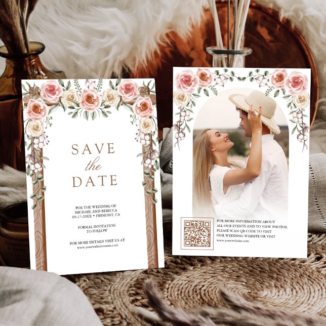 Save The Date Boho Rustique Floral Photo Canopée Mariage (Créateur téléchargé)