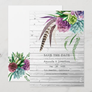 Save The Date Boho rustique mystique Mariage Plante succulent
