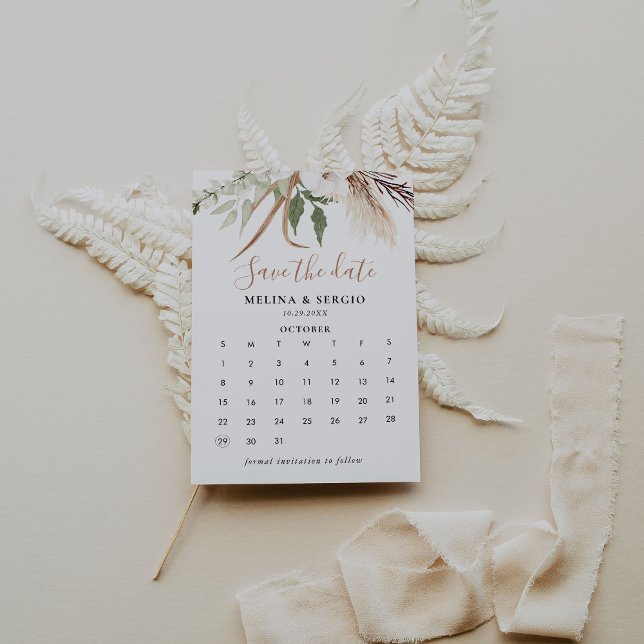 Save The Date Boho rustique Simple Floral Enregistrer le calendr (Créateur téléchargé)