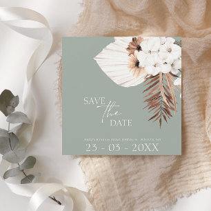 Save The Date Boho Sage Vert Pampas Blanc Mariage Grass