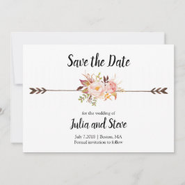 Save The Date Boho Style Elegant Aquarelle Fleurs Mariage