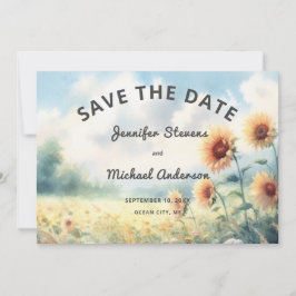 Save The Date Boho Sunflower Watercolor Mariage campagnard rusti