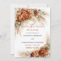 Boho terracotta brûlé orange pampas herbe