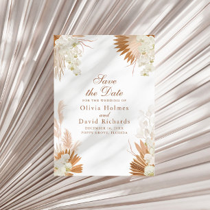 Save The Date Boho Terracotta Herbe de la Pampa Fleurie Faire-Pa