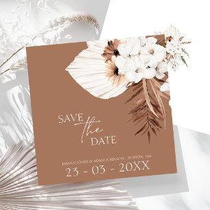 Save The Date Boho Terracotta Pampas Brown Mariage Floral Grass