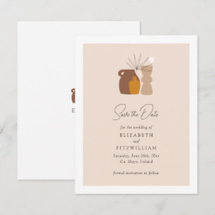 Save The Date Boho Vases Minimalistes Initiales Mariage de