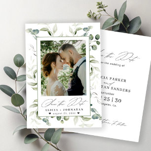 Save The Date Boho vert eucalyptus mariage