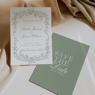 Save The Date Boho Vert Sauge Floral Botanique Mariage Enregistr