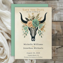 Boho Western Floral Bull Cow Mariage crâne