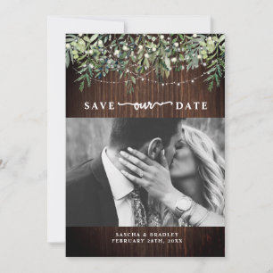 Save The Date Bois Botanique Chaîne Lumière Photo