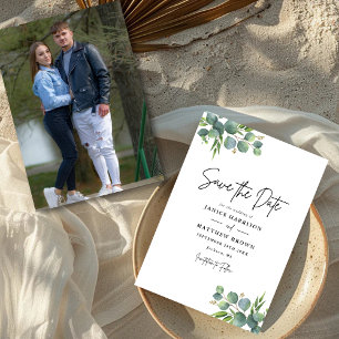 Save The Date Bois de sauge et d'eucalyptus Photo mariage