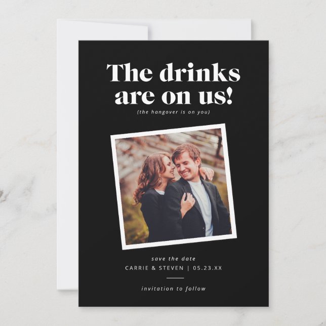 Save The Date Boissons aux nôtres Mariage drôle Enregistrez la d (Devant)