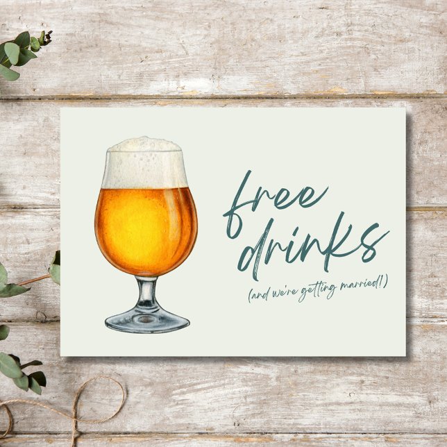 Save The Date Boissons gratuites amusantes Bière Photo Brasserie (Funny Free Drinks Beer Photo Brewery Wedding Save The Date)
