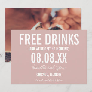 Save The Date Boissons gratuites Blush Pink Photo Wedding Enregi