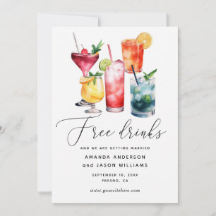 Save The Date Boissons gratuites. Drôle de cocktails modernes ph