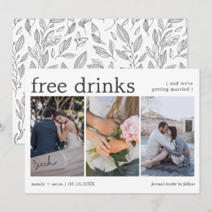 Save The Date Boissons Gratuites Trois Photos Engagement Mariage