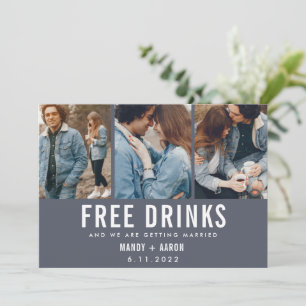 Save The Date Boissons gratuites Trois photos mariage Enregistre