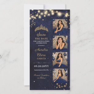 Save The Date Boîte de photomaton Quinceañera Nuit étoilée Bleu