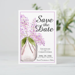 Save The Date Boîtier rustique en aquarelle de Lilac Fleurs Mari