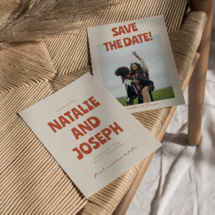 Save The Date Bold Bright Funky Retro Mariage photo unique