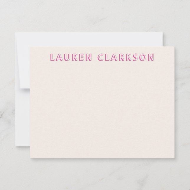 Save The Date Bold Pink Name Note Card (Devant)