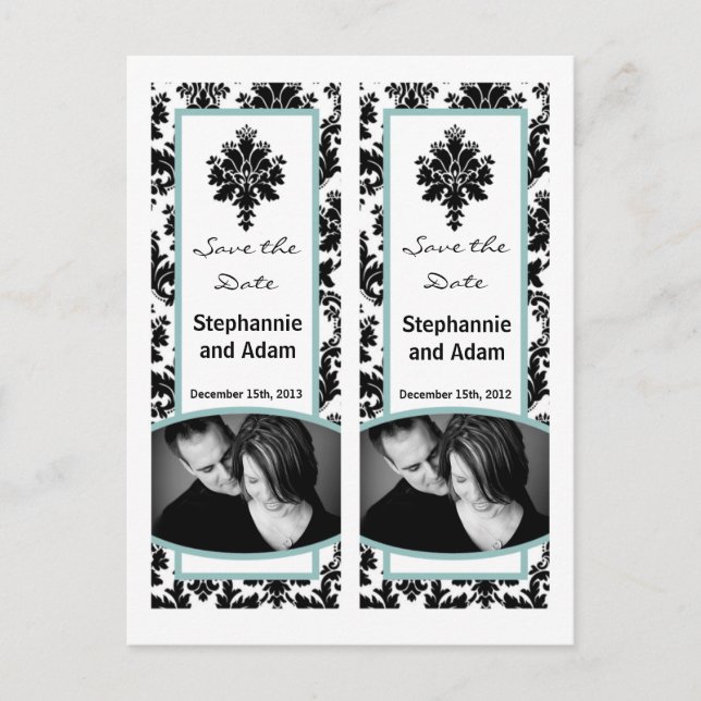 Save the Date Book Mark Favorits Black Tiffan Dama Ankündigungspostkarte (Vorderseite)