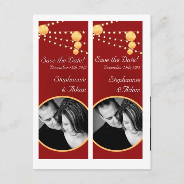 Save the Date Book Mark Favorits Paper Lanterns Re Ankündigungspostkarte (Vorderseite)