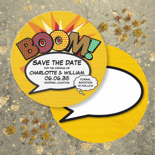 Save The Date BOOM Amusant Moderne Bande Dessinée Pop Art
