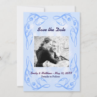 Save The Date Bordure Abstraite bleue Swirl Enregistrer la date 