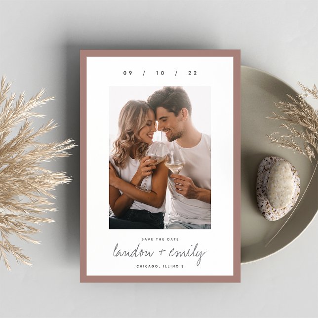 Save The Date Bordure classique | Photo verticale simple et élég (Créateur téléchargé)
