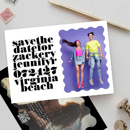 Save The Date Bordure encadrée en gras blanc noir QR Code Photo