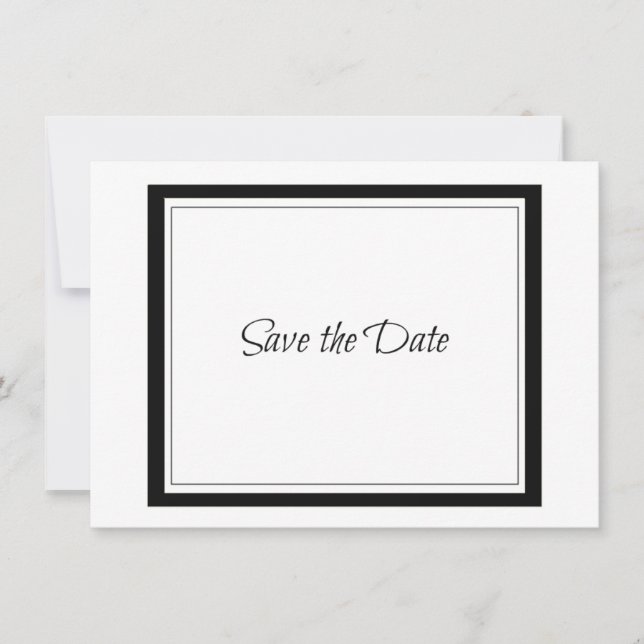 Save The Date Bordure noire classique Enregistrer la date (Devant)