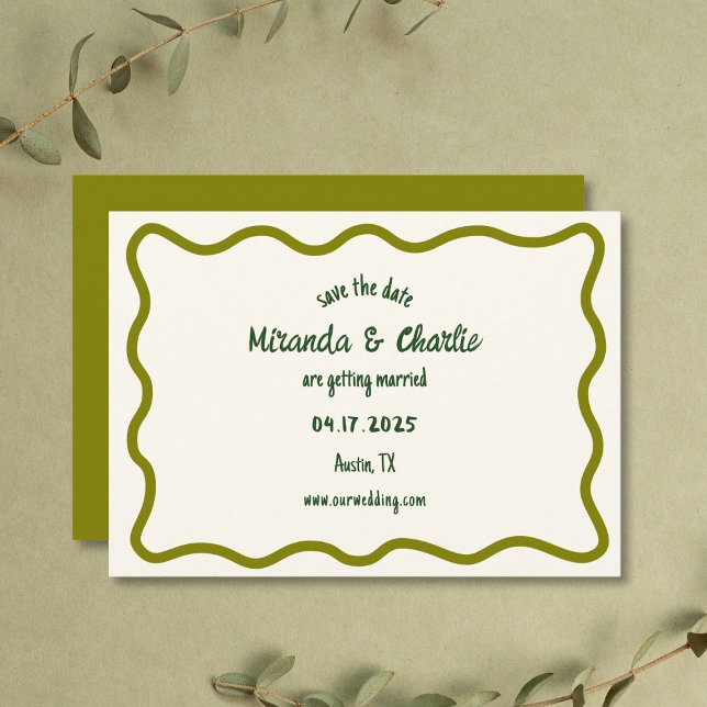Save The Date Bordure Wavy minimal Whimsical Décontractée manusc (Créateur téléchargé)