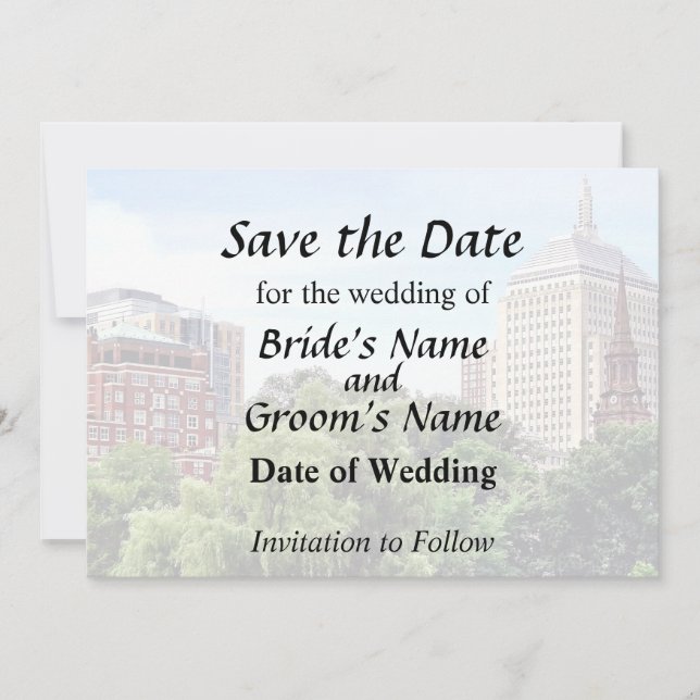 Save The Date Boston MA - Vue depuis Boston Public Garden (Devant)