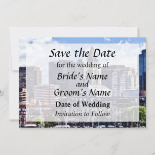 Save The Date Boston Skyline avec Custom House Tower Date d'enre