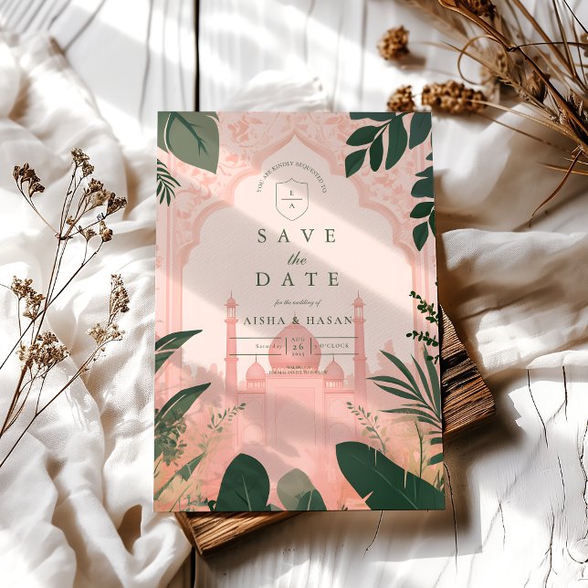 Save The Date Botanique Élégant Floral Mariage islamique (Créateur téléchargé)