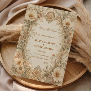 Save The Date Botanique Neutre Vintage