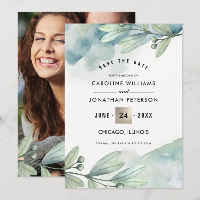 Save The Date. Botanische Hochzeitskarte Save The Date (Vorne/Hinten)