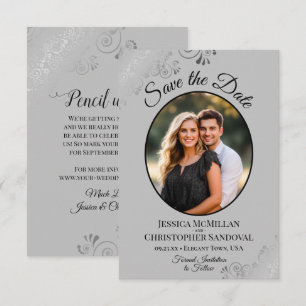Save The Date Boucles argentées élégantes sur photo de mariage o