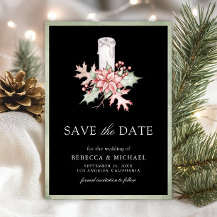 Save The Date Bougainville de Noël Bougie Noir Photo Mariage